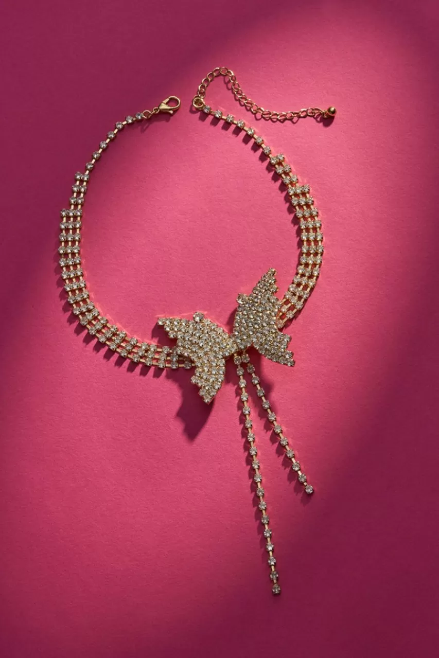Francesca's Luxe 14K Gold Plated Cz Pave Butterfly Choker