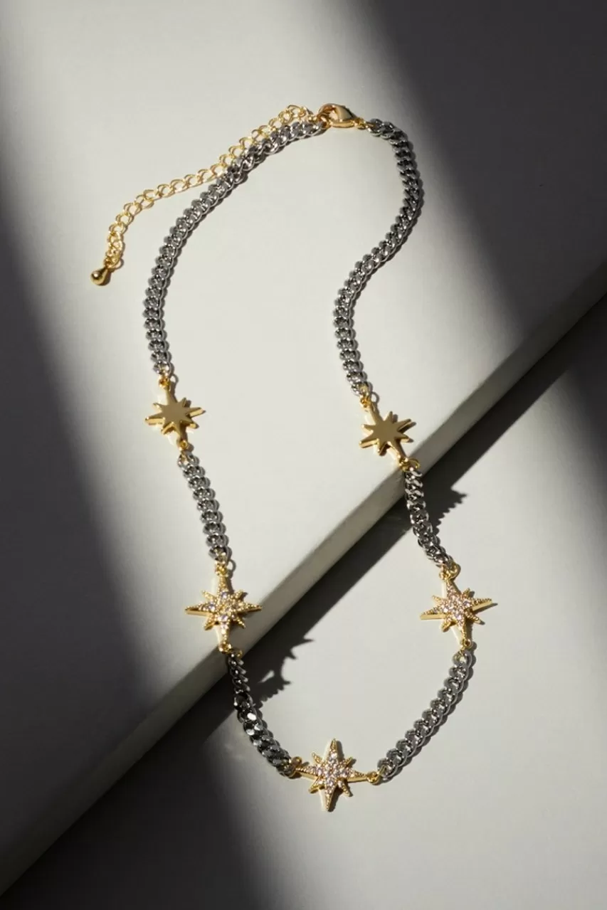 Francesca's Luxe 14K Gold Plated Cz Star Station Necklace