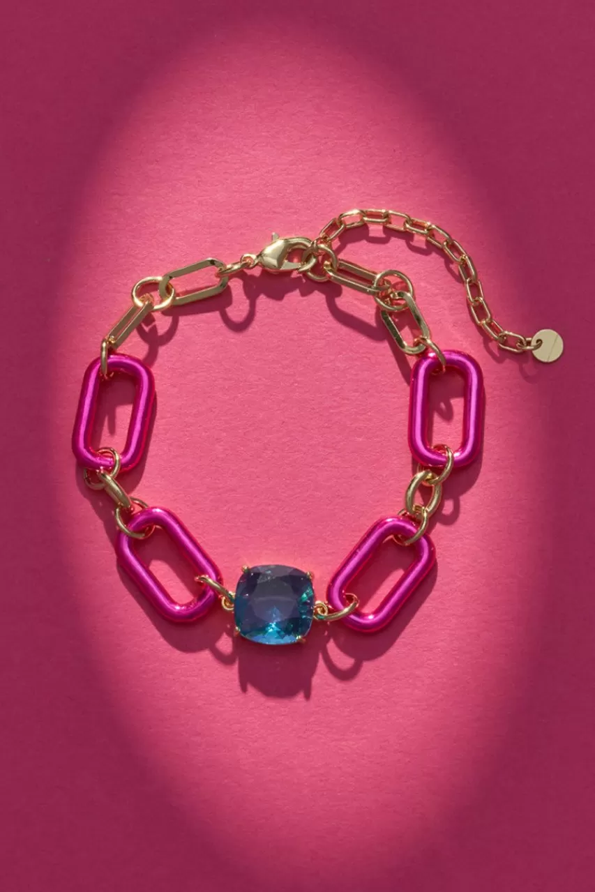 Francesca's Luxe 14K Gold Plated Link Crystal Bracelet