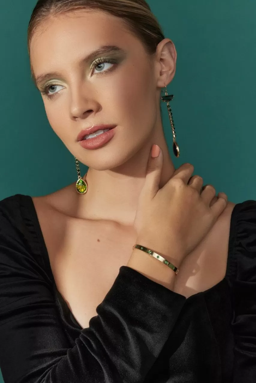 Francesca's Luxe 14K Gold Plated Station Cuff Bracelet