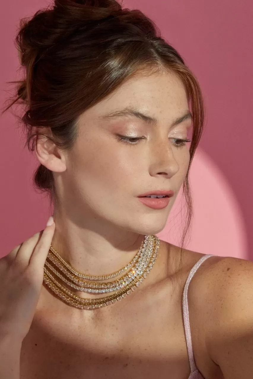 Francesca's Luxe 14K Gold Plated Stone Layered Necklace