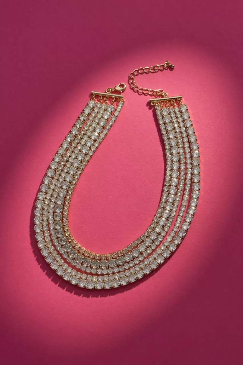 Francesca's Luxe 14K Gold Plated Stone Layered Necklace