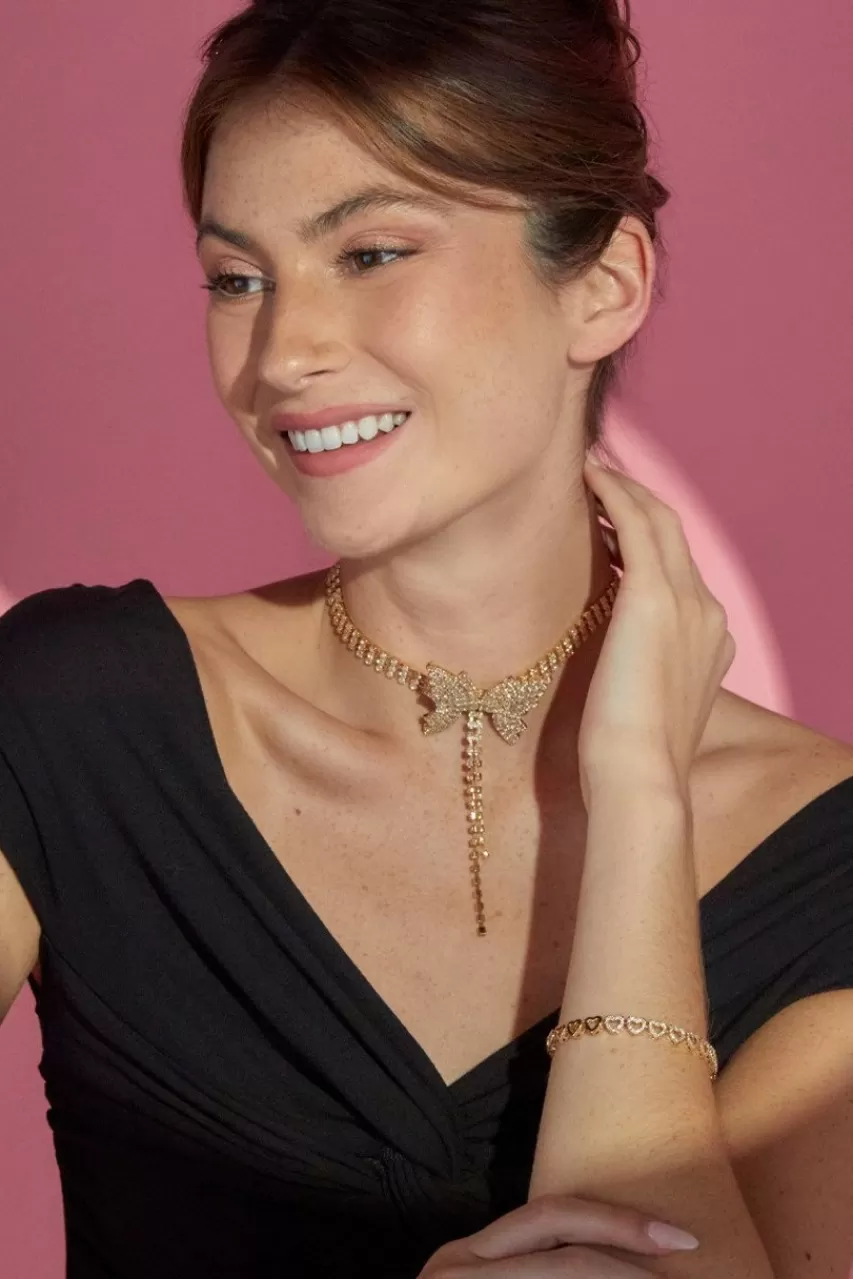Francesca's Luxe 14K Plated Cz Heart Bracelet