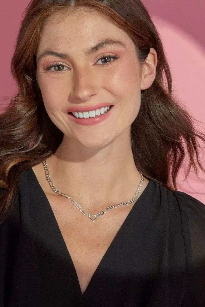 Francesca's Luxe Fine Plated Heart Link Necklace