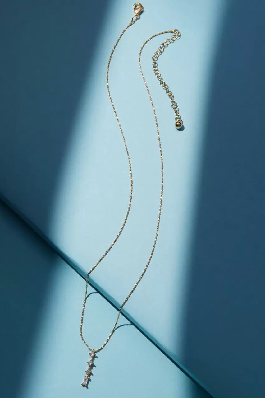 Francesca's Luxe Gold Plated Cz Linear Pendant Necklace