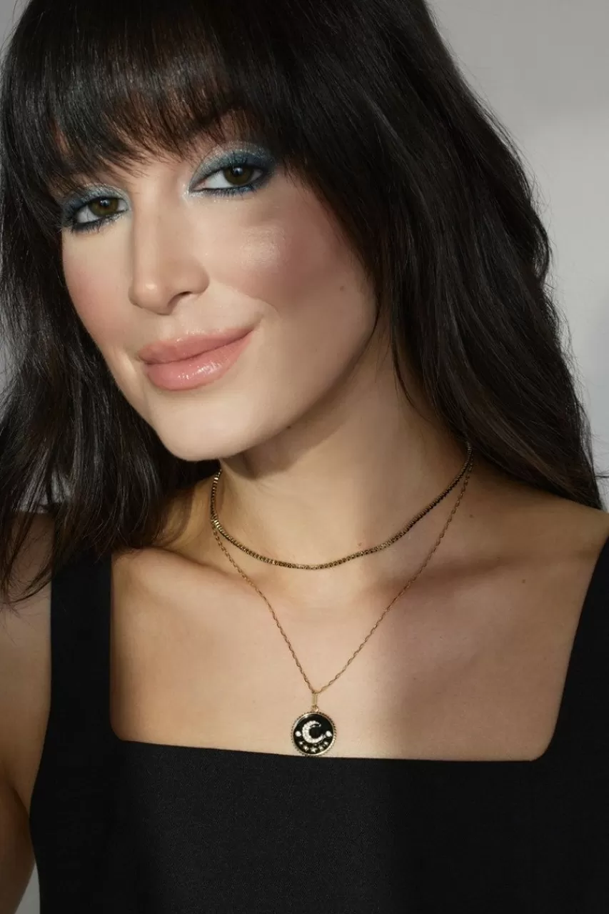 Francesca's Luxe Gold Plated Enamel Coin Cupchain Layered Necklace