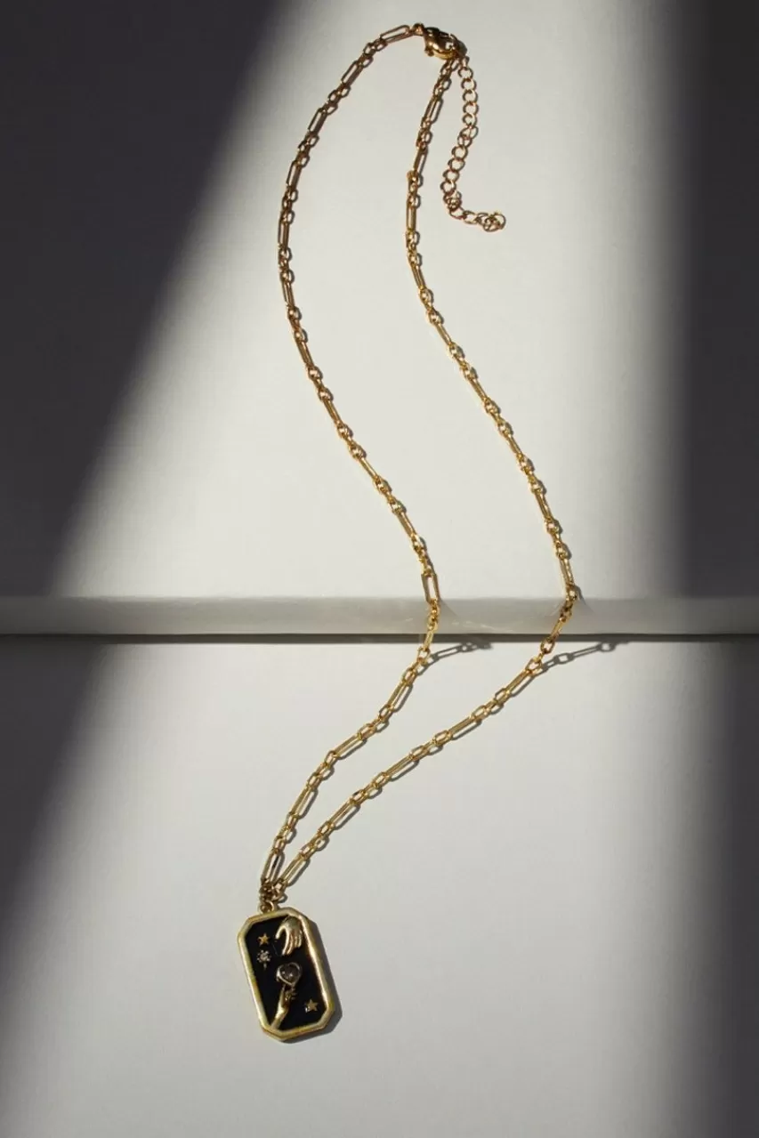 Francesca's Luxe Gold Plated Enamel Lovers Tarot Necklace