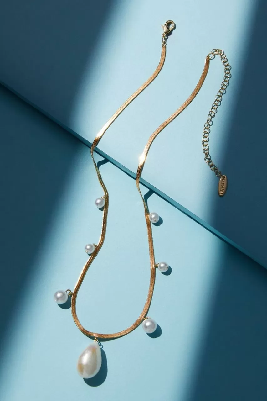 Francesca's Luxe Plated Pearl Station Necklace