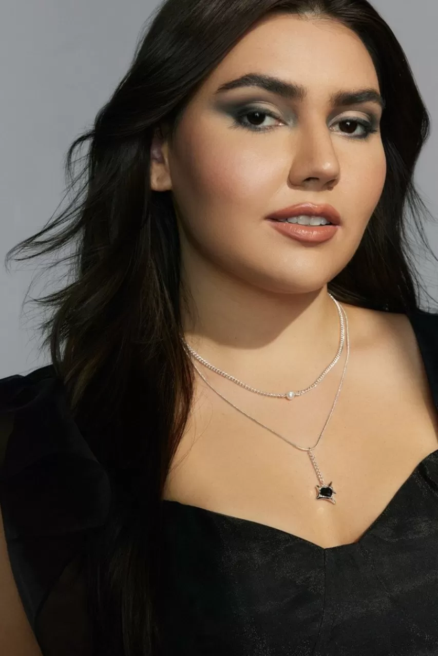 Francesca's Luxe Silver Plated Layered Melting Pendant Necklace