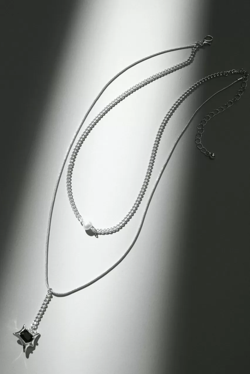 Francesca's Luxe Silver Plated Layered Melting Pendant Necklace
