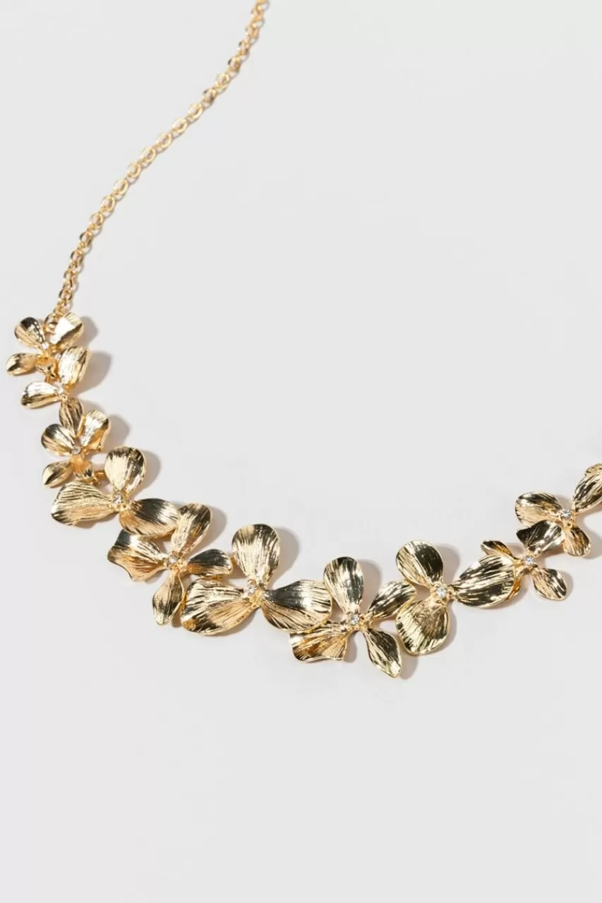 Francesca's Lydia Brushed Metal Flower Necklace