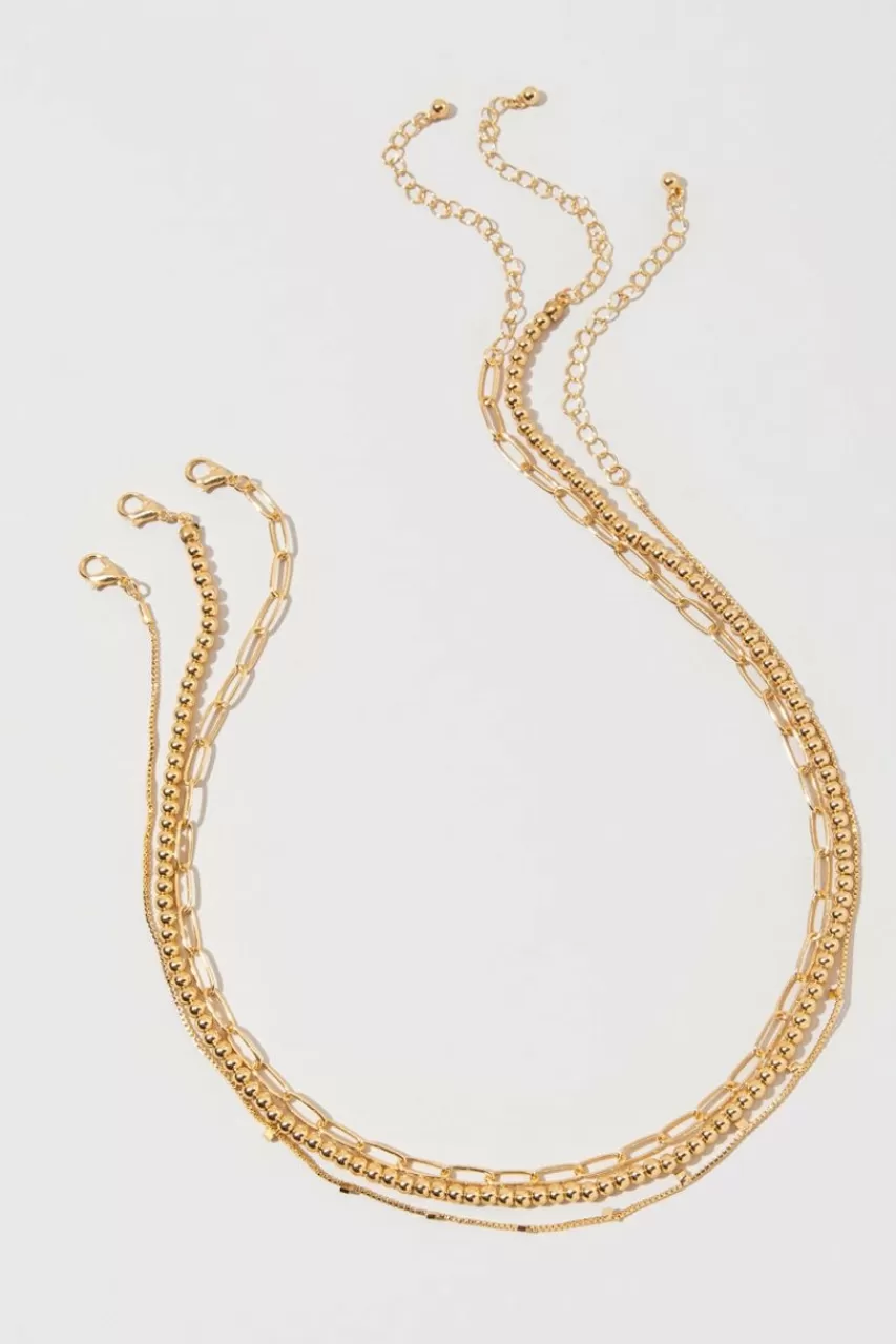 Francesca's Lynn Layered Ball And Paperclip Chain Necklace