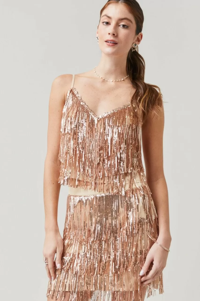 Francesca's Marla Layered Fringe Strappy Tank Top