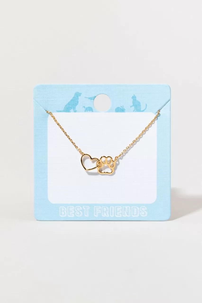 Francesca's Mary Paw Heart Interlock Necklace