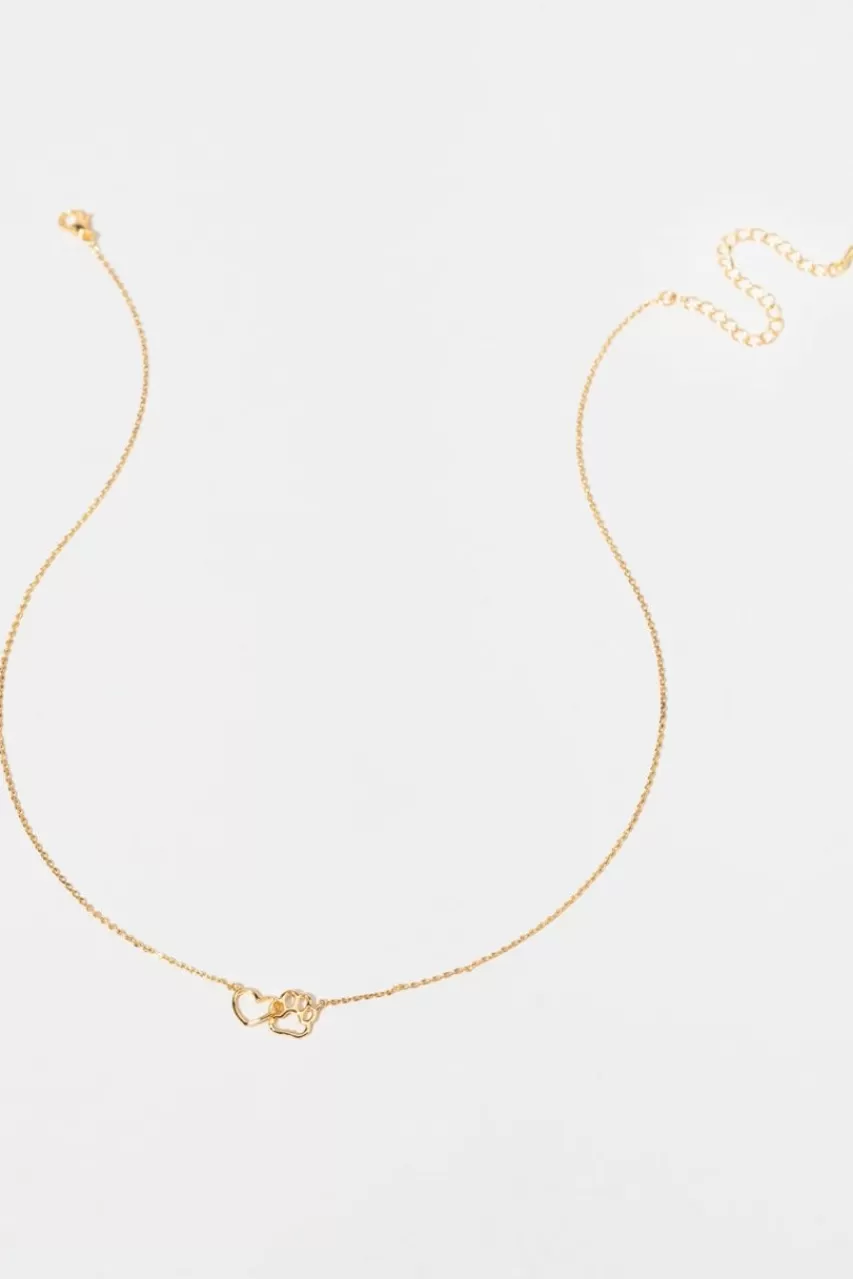 Francesca's Mary Paw Heart Interlock Necklace