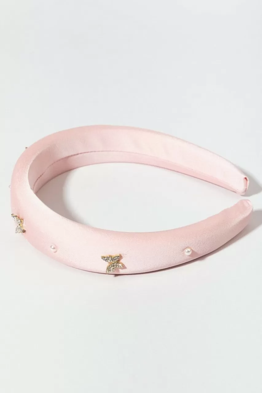 Francesca's Mattie Padded Pink Butterfly Headband