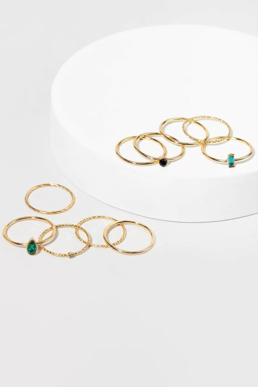 Francesca's Maxie Shape Colored Glass Rings Set