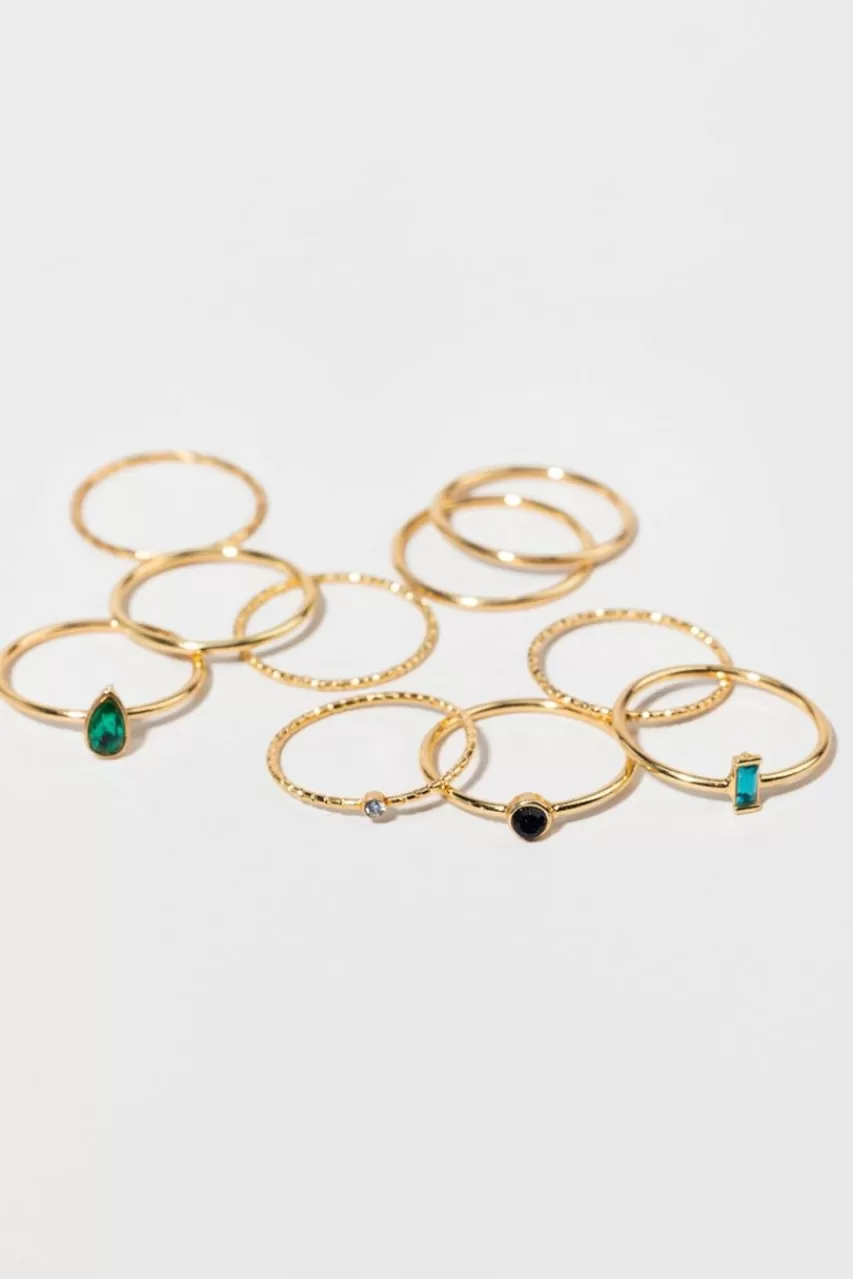 Francesca's Maxie Shape Colored Glass Rings Set