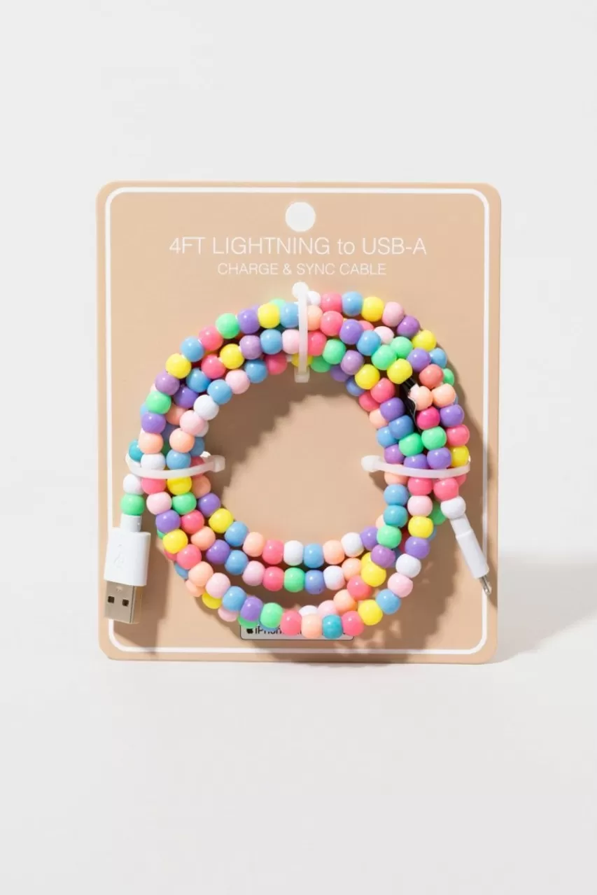 Francesca's Meagan Color Pastel Beaded 4Ft Charger Cable
