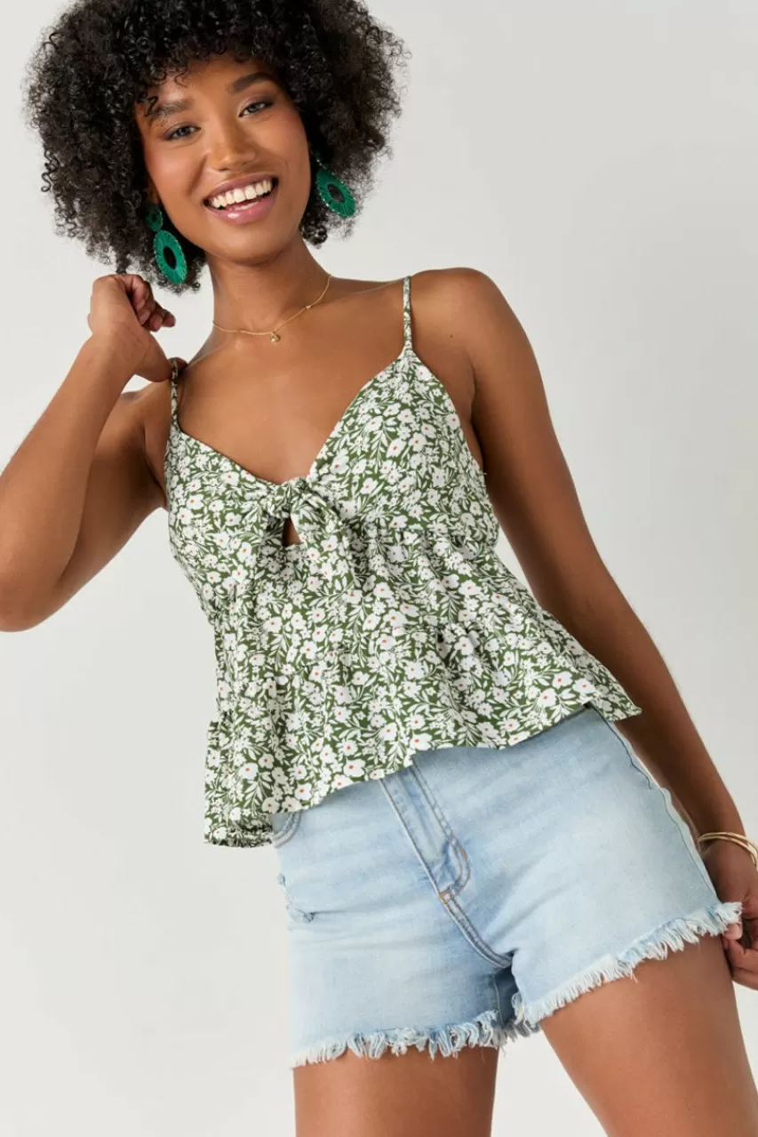 Francesca's Melisa Floral Front Bow Tank Top