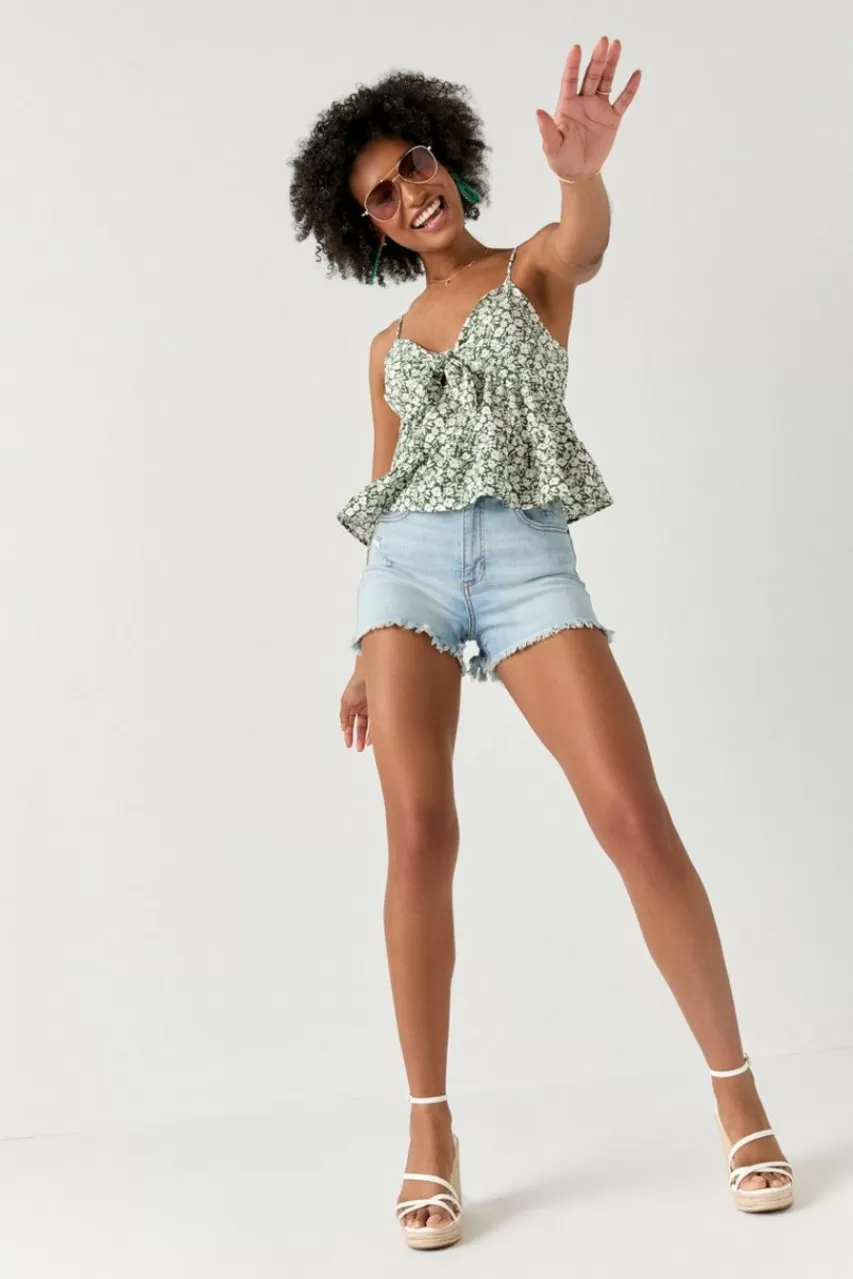 Francesca's Melisa Floral Front Bow Tank Top
