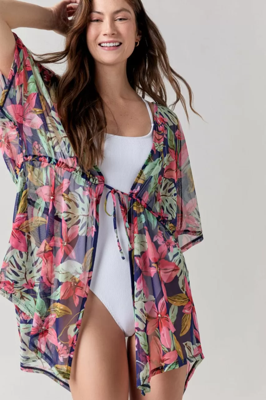Francesca's Michele Floral Palm Mesh Cover Up