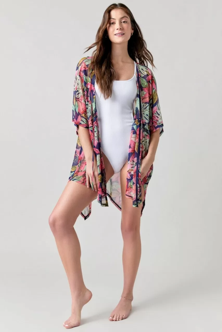 Francesca's Michele Floral Palm Mesh Cover Up