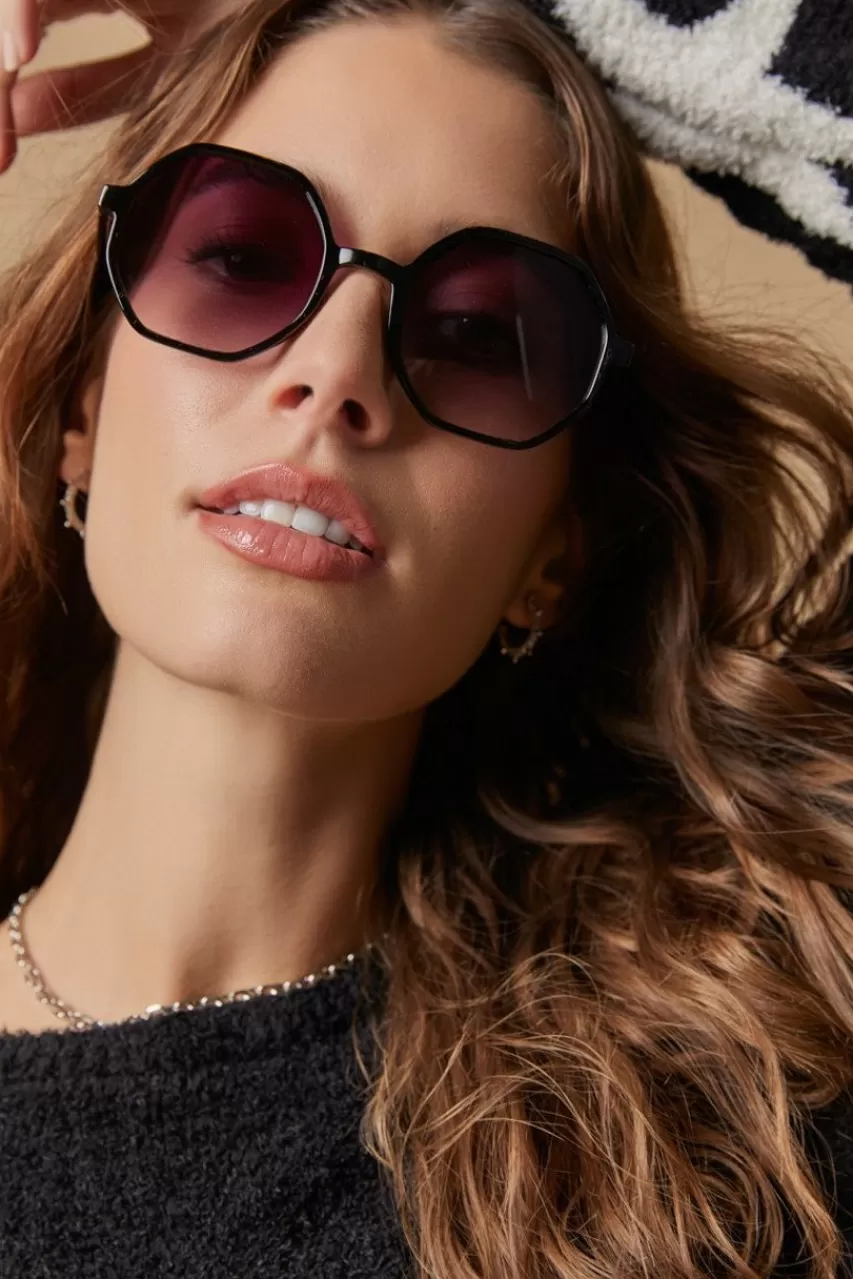 Francesca's Miley Hexagon Sunglasses