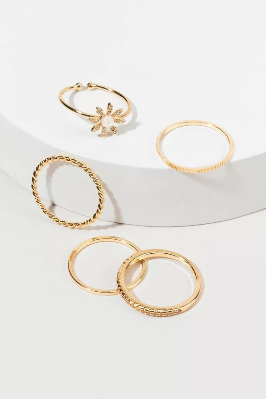 Francesca's Mona And Opal Flowers Ring Set