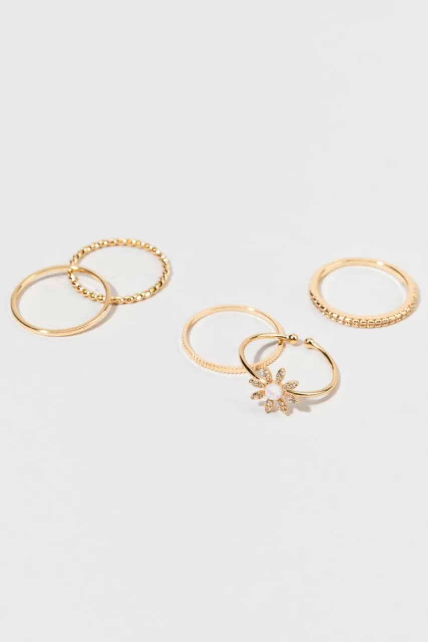Francesca's Mona And Opal Flowers Ring Set