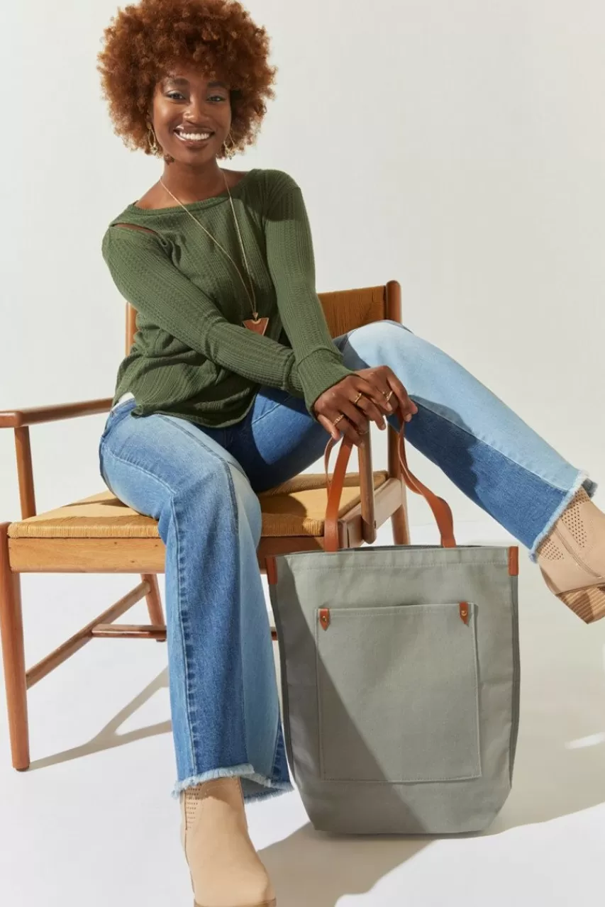 Francesca's Nicole Pocket Canvas Tote