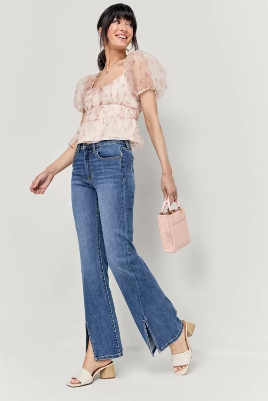 Francesca's Nikki Font Slit Bootcut Jeans