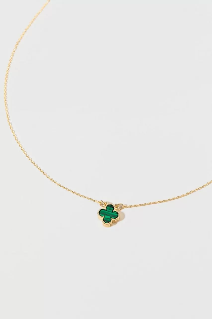 Francesca's Nina Crystal Clover Golden Necklace