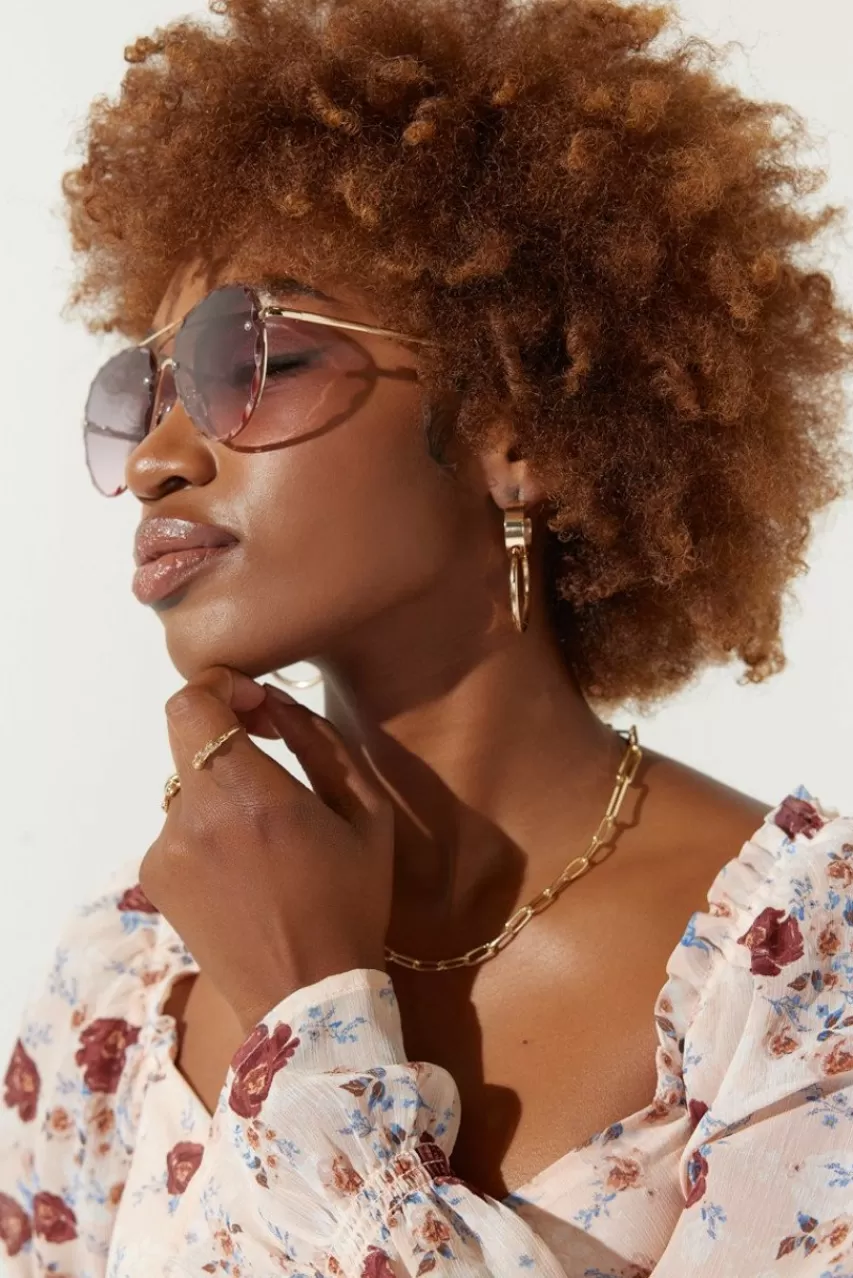 Francesca's Nitsa Scallop Edge Aviator Sunglasses