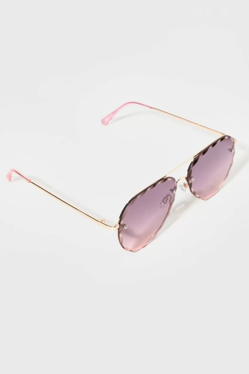 Francesca's Nitsa Scallop Edge Aviator Sunglasses