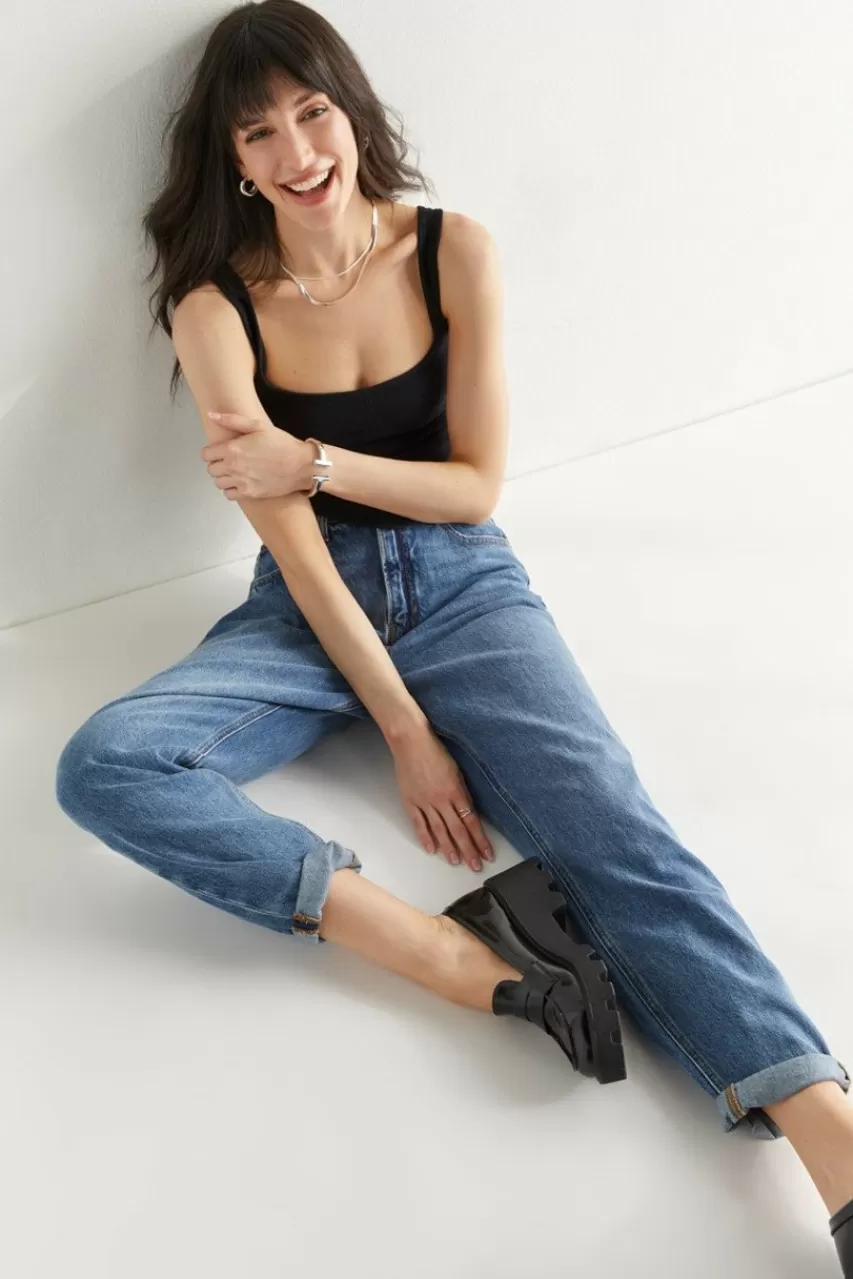 Francesca's Norma Cuffed Hem Mom Jeans