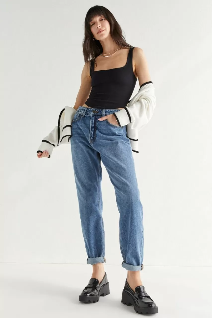 Francesca's Norma Cuffed Hem Mom Jeans