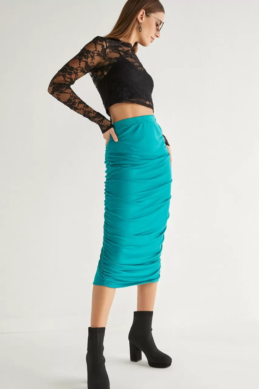 Francesca's Patricia Draping Tube Midi Skirt