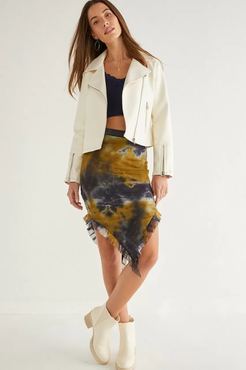Francesca's Patsy Tie Dye Mesh Flippy Midi Skirt