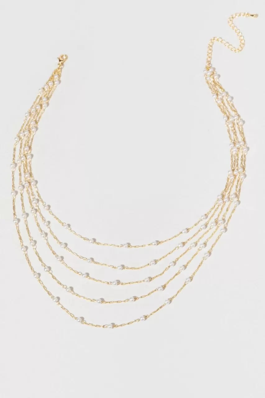 Francesca's Pauline Five Row Pearl Necklace
