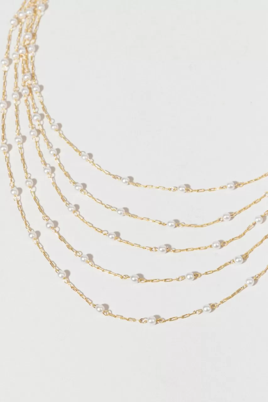 Francesca's Pauline Five Row Pearl Necklace