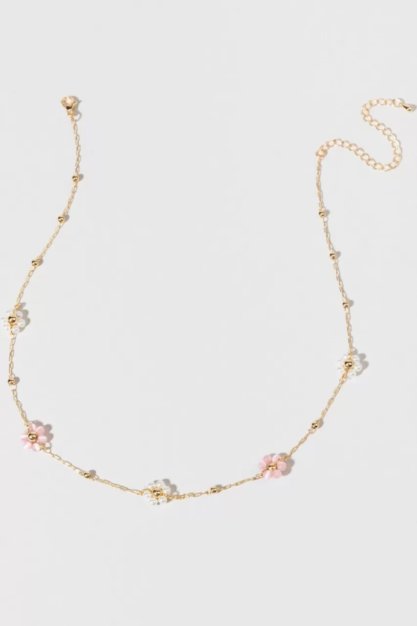 Francesca's Pearl Cateye Flower Necklace