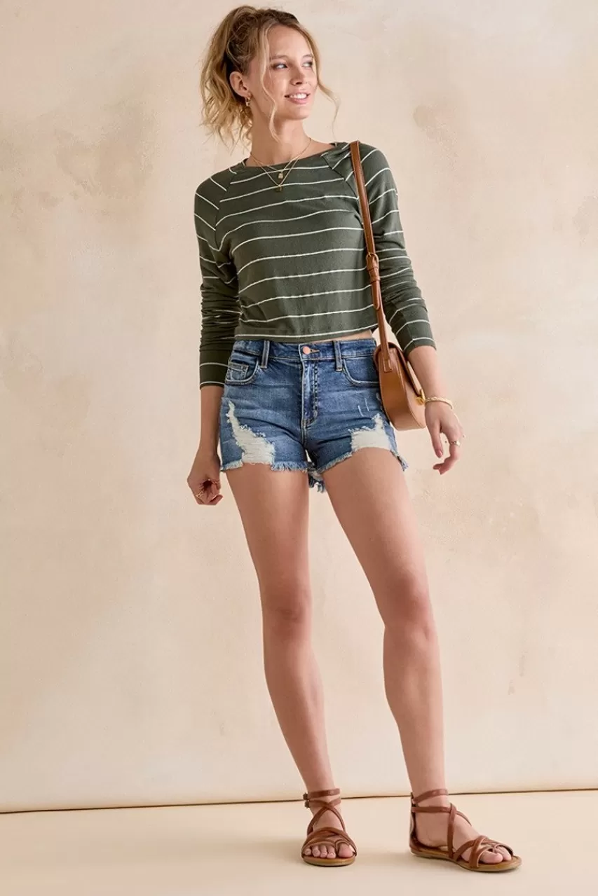 Francesca's Pepper Distressed Denim Shorts