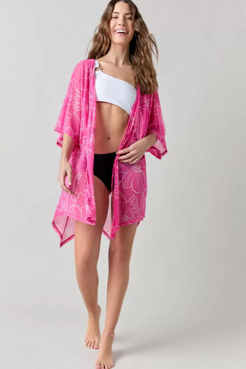Francesca's Phoebe Floral Tie Waist Mesh Cover Up
