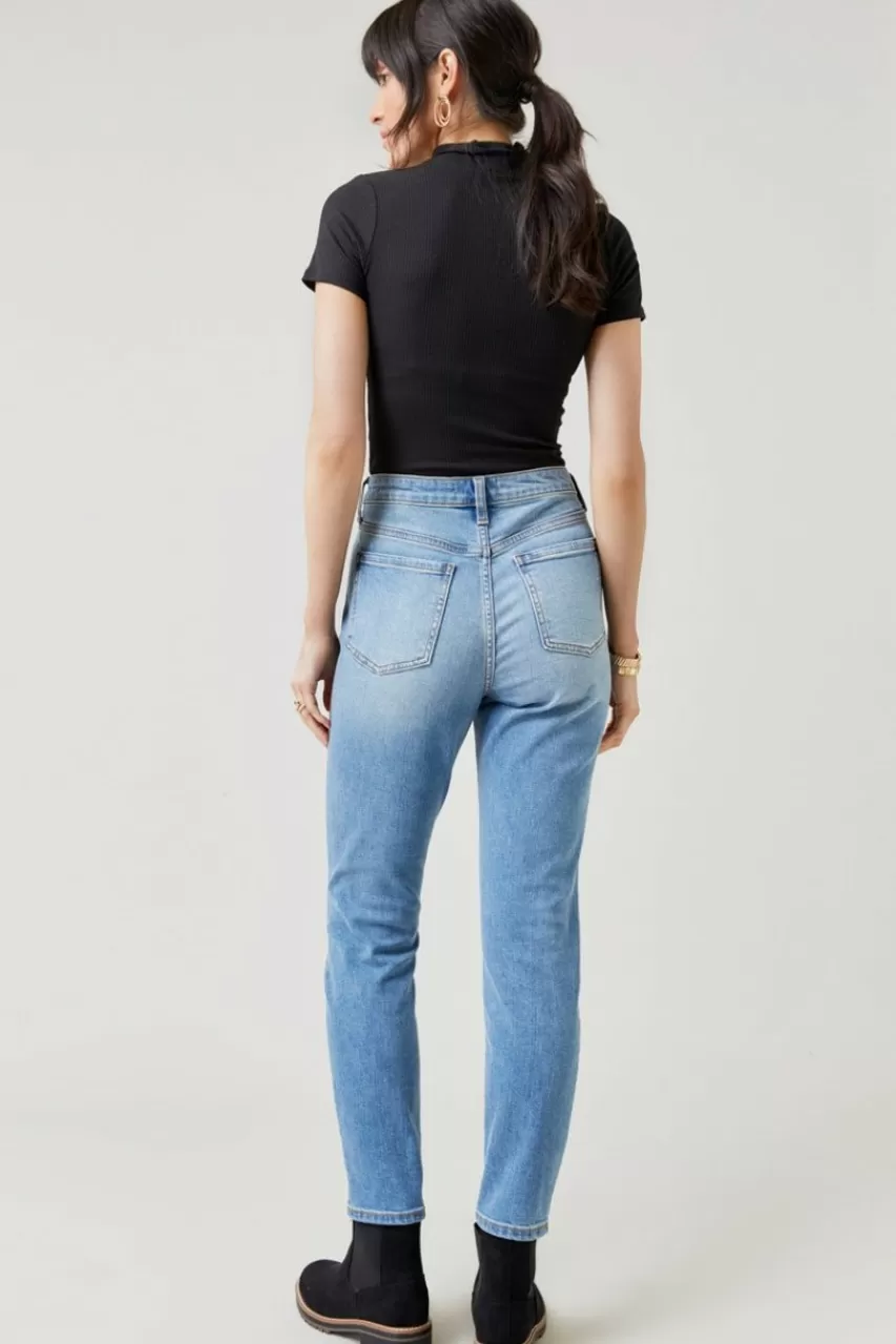 Francesca's Reese Criss Cross Waist 90S Skinny Denim Jeans