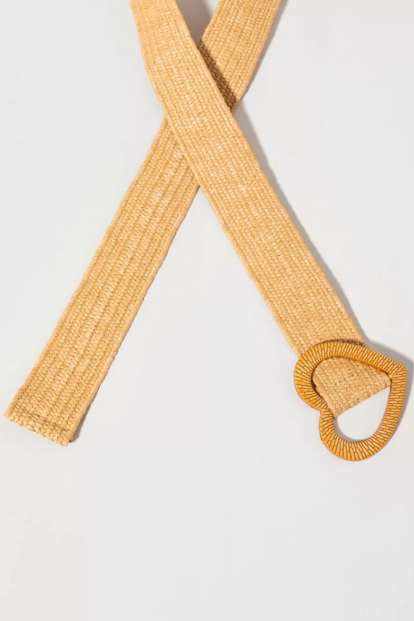 Francesca's Rena Straw Heart Buckle Belt