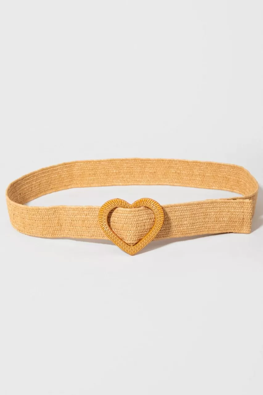 Francesca's Rena Straw Heart Buckle Belt