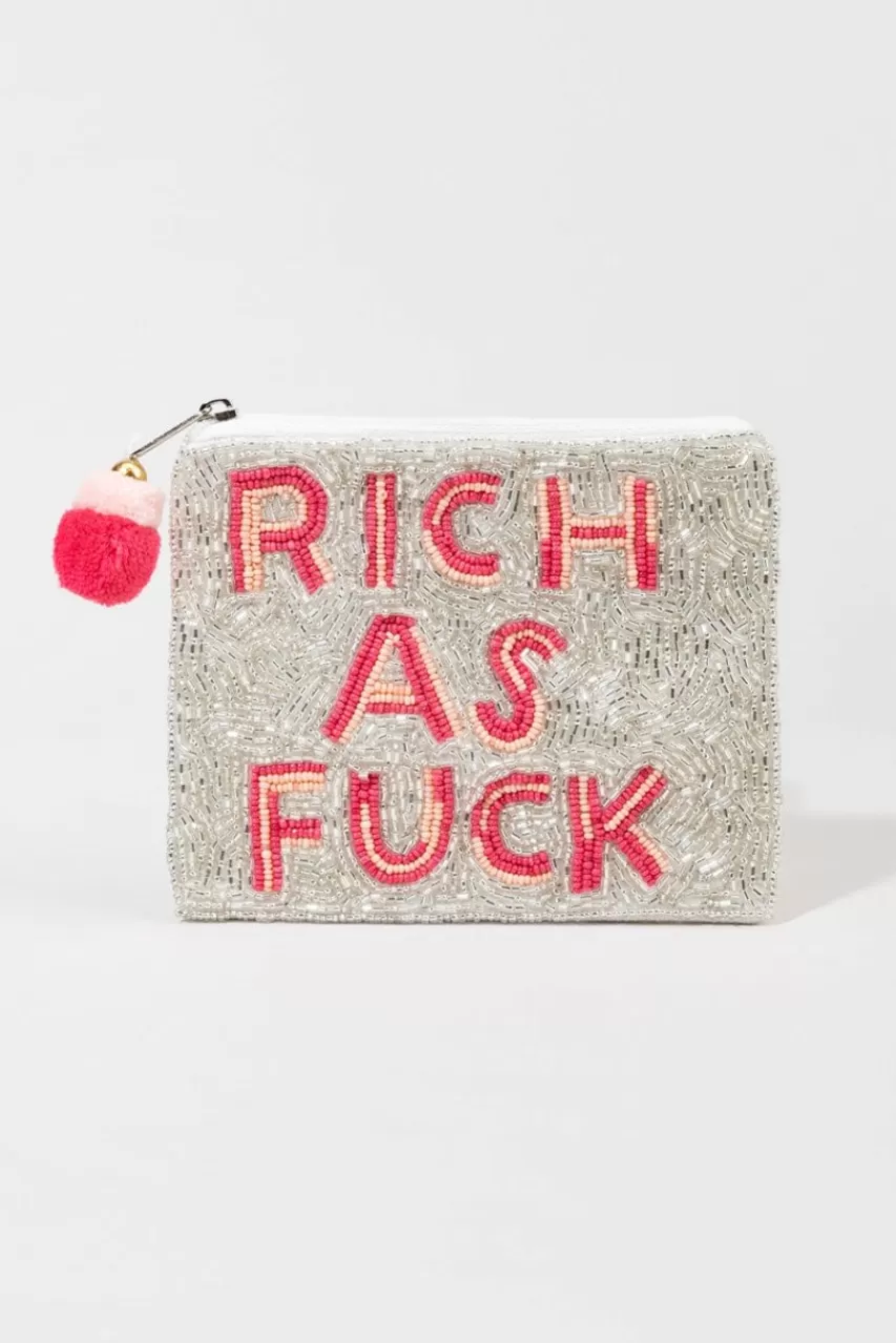 Francesca's Rich As F*Ck Beaded Pouch
