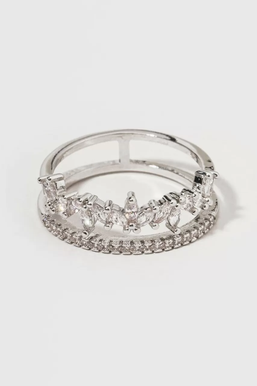 Francesca's River Fine Plated Double Row Cz Ring