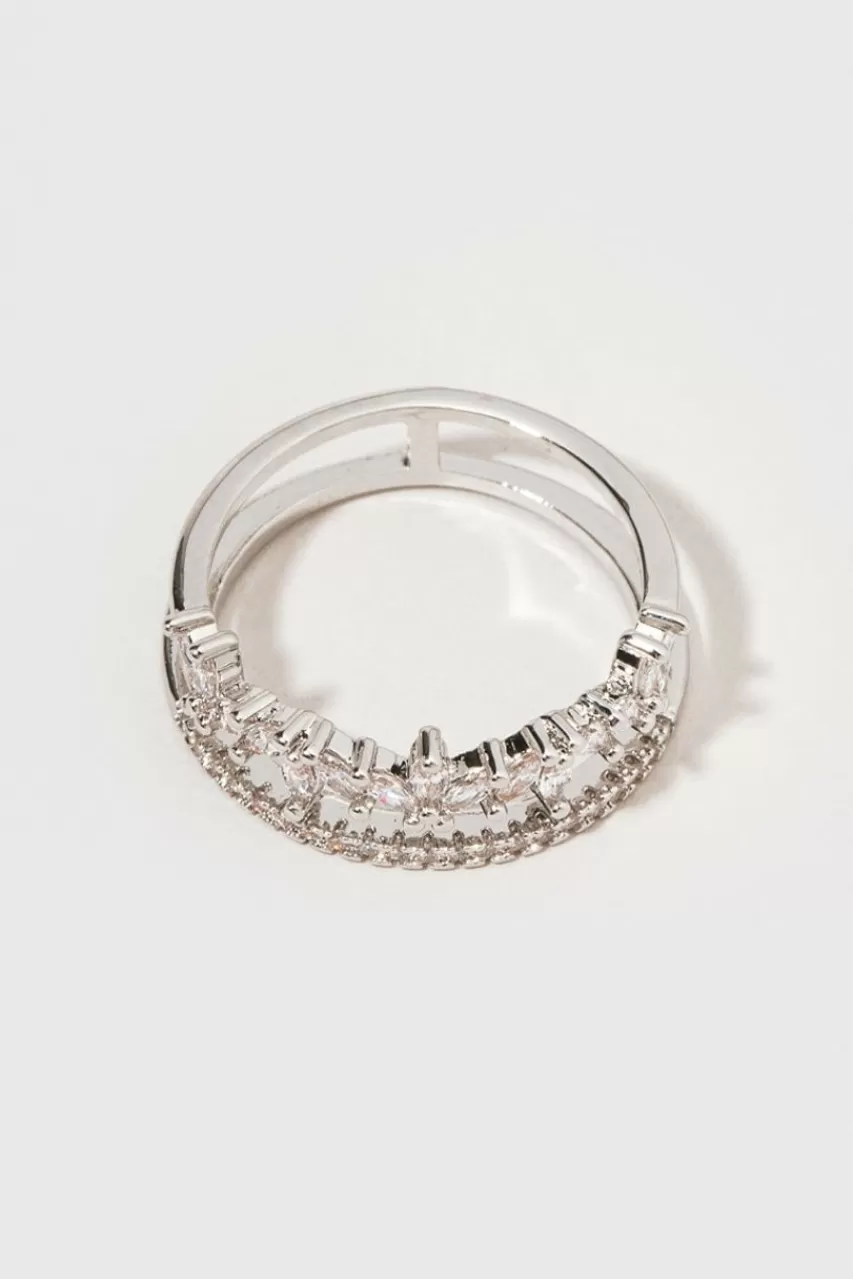Francesca's River Fine Plated Double Row Cz Ring